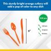 Bulk Plastic Cutlery Sets for 70, 210 Pieces, Spoons, Knives, Forks, Party and Wedding Supplies (Burgundy)(Orange)