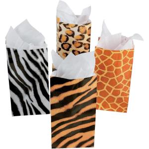 Fun Express – Animal Print Paper Bags – Party Supplies – Bags – Paper Treat Bags – VBS Vacation Bible School Supplies/Decor – 12 Pieces