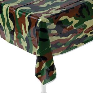 Fun Express Camouflage Plastic Disposable Tablecover Camo Tablecloth – 54 inch x 108 inch – Army Birthday Party Supplies