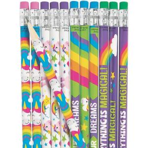 Fun Express Unicorn Pencils, Bulk Set of 24 – Birthday Party Favors and School Supplies