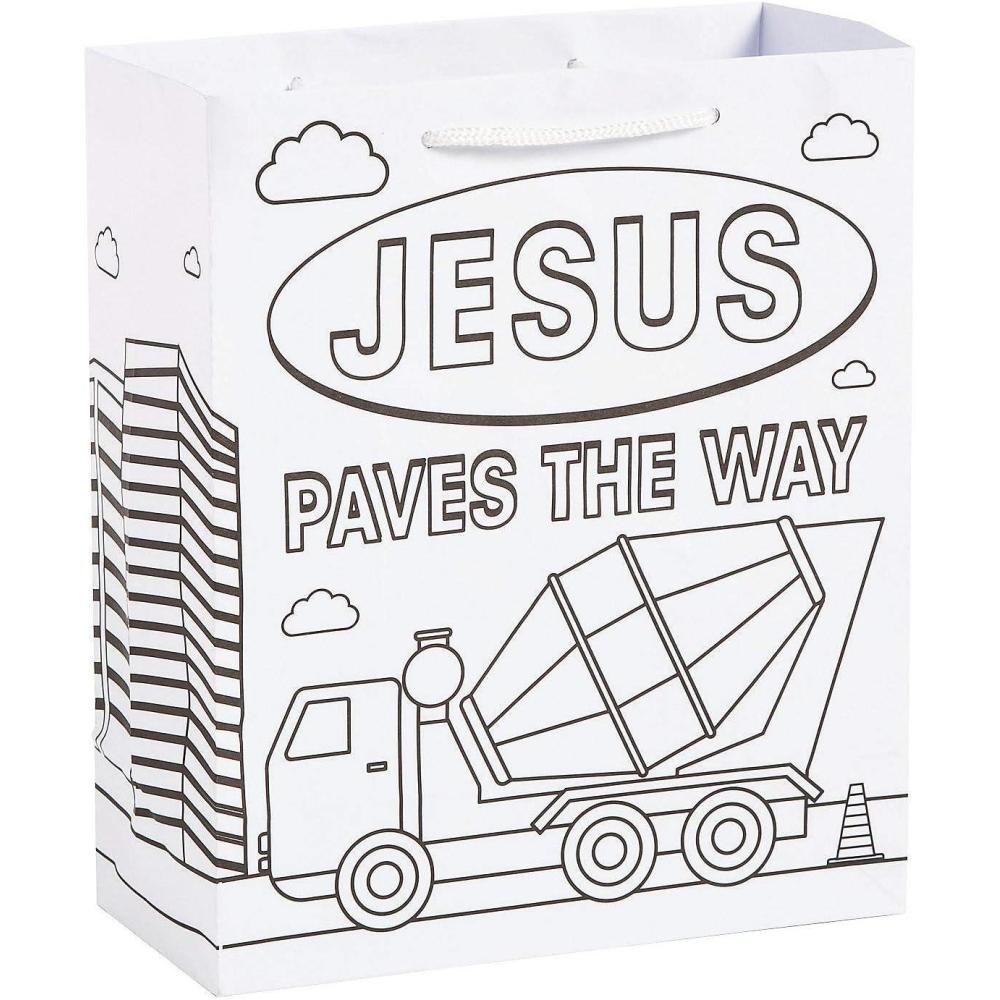 imageFun Express Color Your Own Construction VBS Medium Take Home Bags  Creative DIY Craft Kits for Kids  Perfect for Vacation Bible School Group Activities Party Favors and Fun Home Projects  12 Pieces