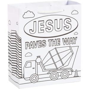 Fun Express Color Your Own Construction VBS Medium Take Home Bags – Creative DIY Craft Kits for Kids – Perfect for Vacation Bible School Group Activities Party Favors and Fun Home Projects – 12 Pieces