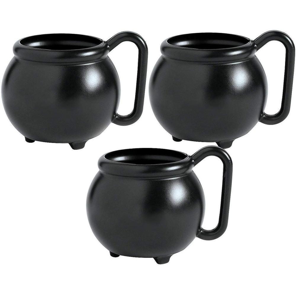 imageFun Express Set of 12 Pieces Witch Cauldron Mugs Holds 12 oz Hocus Pocus and Halloween Party Supplies Black