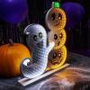 15 1/4″ Halloween Happy Ghost & Jack-O’-Lantern Plastic Infinity Light