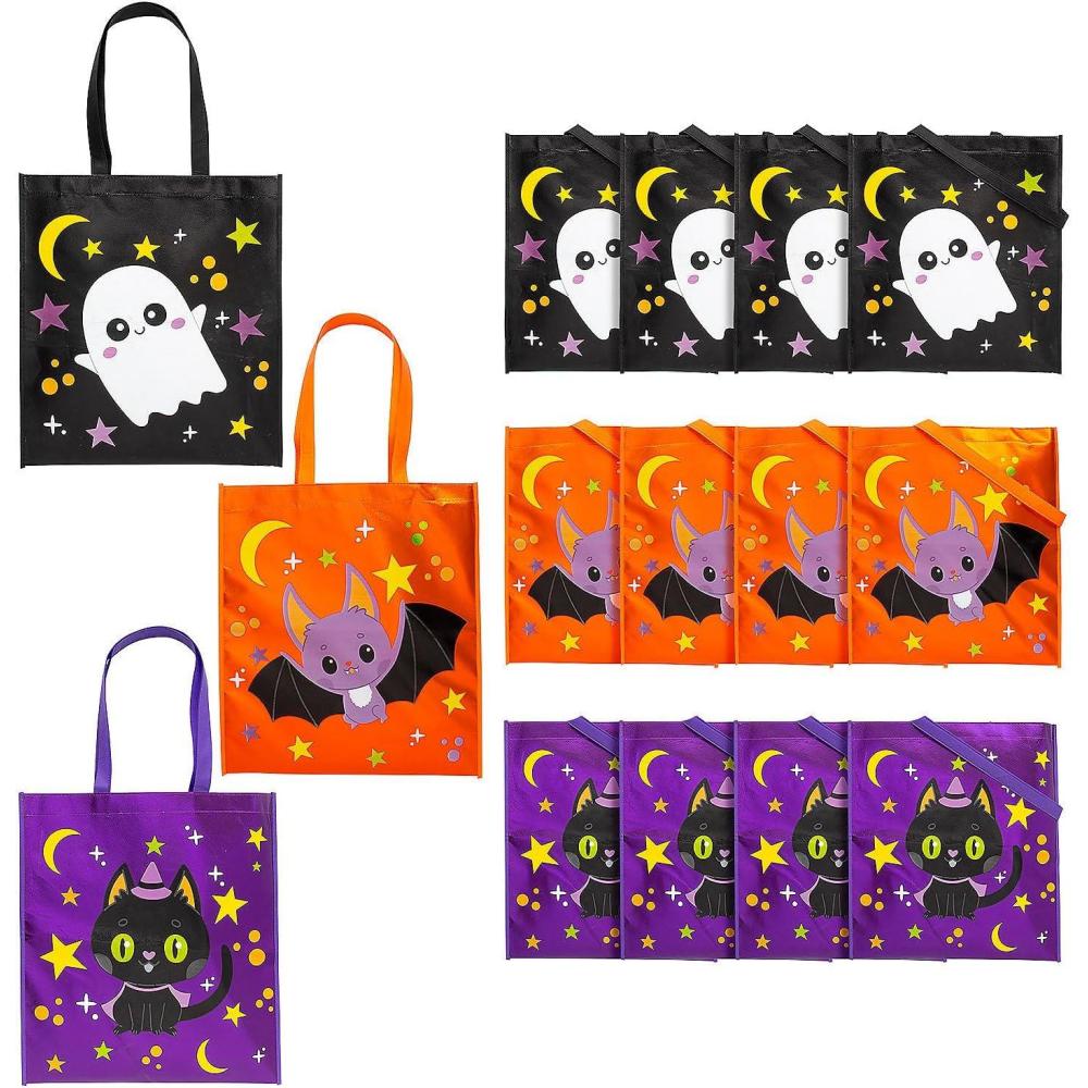 imageFun Express 15quot x 17quot Large Metallic Laminated Halloween Nonwoven Tote Bags  12 Piece