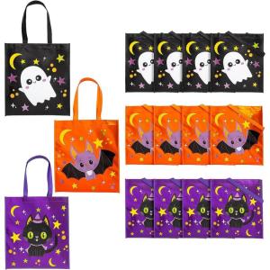 Fun Express 15″ x 17″ Large Metallic Laminated Halloween Nonwoven Tote Bags – 12 Piece