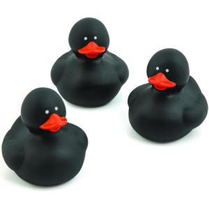 Fun Express Rubber 2″ Solid Color Duckies – 12 Ducks (White)(Black)