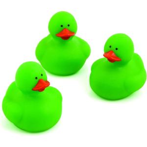 Fun Express Rubber 2″ Solid Color Duckies – 12 Ducks (White)(Green)