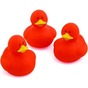 Fun Express Rubber 2″ Solid Color Duckies – 12 Ducks (White)(Orange)