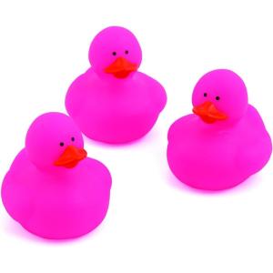 Fun Express Rubber 2″ Solid Color Duckies – 12 Ducks (White)(Pink)