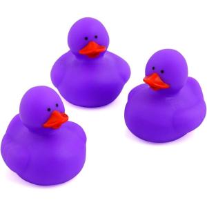 Fun Express Rubber 2″ Solid Color Duckies – 12 Ducks (White)(Purple)