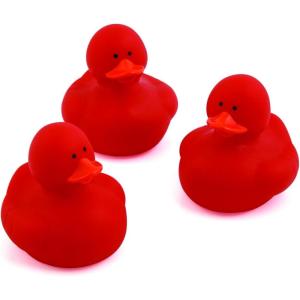 Fun Express Rubber 2″ Solid Color Duckies – 12 Ducks (White)(Red)