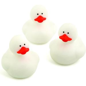 Fun Express Rubber 2″ Solid Color Duckies – 12 Ducks (White)(White)