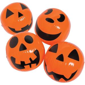 Halloween Jack O Lantern Pumkin Beach Balls (Set of 12) Halloween Toys and Trunk or Treat Party Supplies