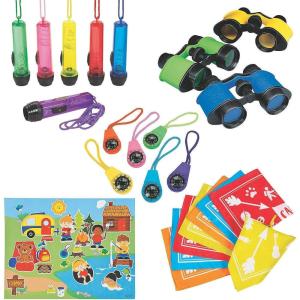 Fun Express Backyard Camping Boredom Buster Kit – Exciting Toys & VBS Supplies for Outdoor Adventures & Creative Fun Decor – 60-Pieces
