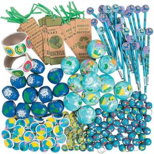 Fun Express Multicolored Earth Day Novelty Assortment – Fun Educational Activities for Kids – Eco-Friendly Themed Toys & Learning Tools – 250 Pieces