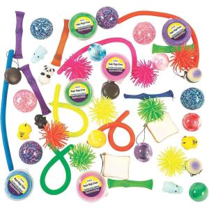 Fun Express Sensory Fidget Assortment Toys – Bulk Set of 50 Pieces – Classroom Giveaways and Party Favor Supplies