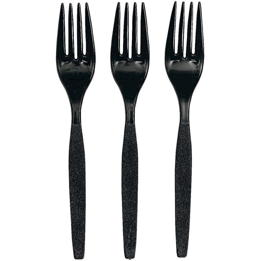 imageFun Express  Orange Plastic Forks 50 Pc  Party Supplies  Solid Tableware  Cutlery  50 PiecesBlack