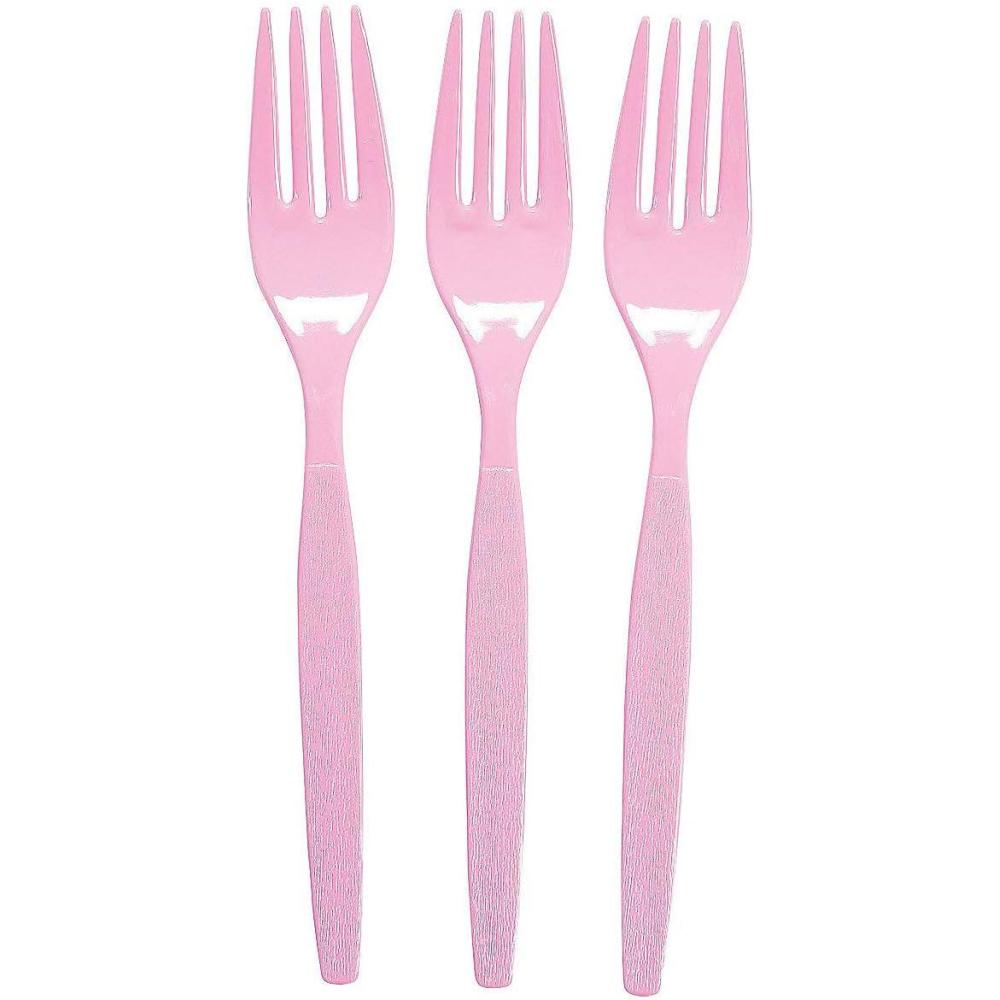 imageFun Express  Orange Plastic Forks 50 Pc  Party Supplies  Solid Tableware  Cutlery  50 PiecesPink
