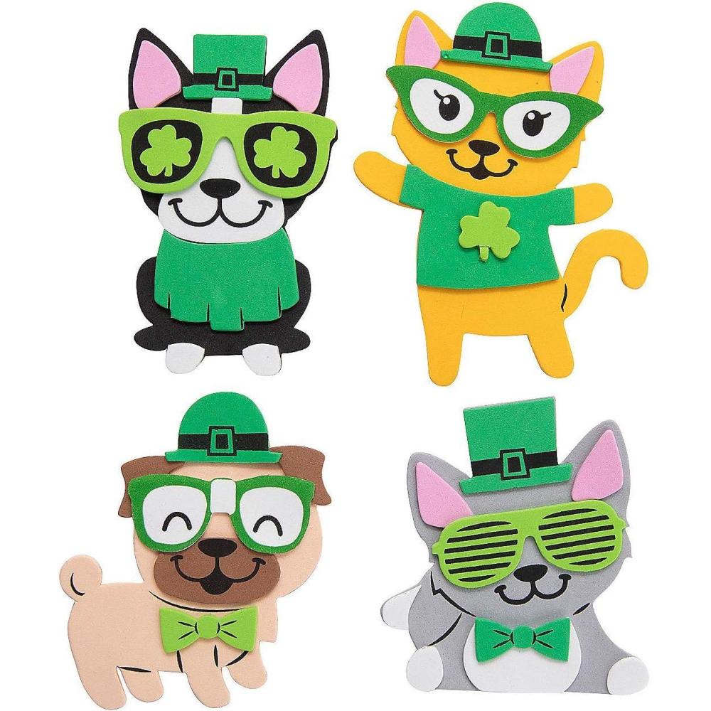 imageFun Express St Patricks Day Pet Magnet Craft Kit  12 DIY Craft Kits for Kids Ages 35 48  Arts and Crafts Party Favors for Classroom Activities ampamp Birthday Parties  Easy Foam Magnet Making Kit