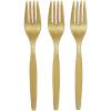 Fun Express – Orange Plastic Forks (50 Pc) – Party Supplies – Solid Tableware – Cutlery – 50 Pieces(Metallic Gold)