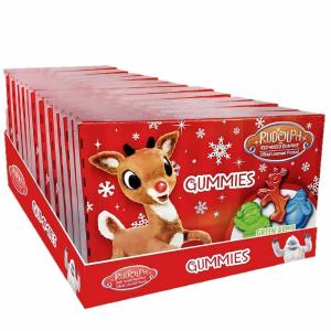 Assorted Flavors Rudolph the Red-Nosed Reindeer Gummies in Box (12 Packs) – Perfect for Christmas & Holidays