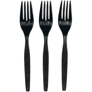 Fun Express – Orange Plastic Forks (50 Pc) – Party Supplies – Solid Tableware – Cutlery – 50 Pieces(Black)