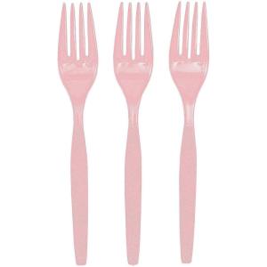 Fun Express – Orange Plastic Forks (50 Pc) – Party Supplies – Solid Tableware – Cutlery – 50 Pieces(Light Pink)