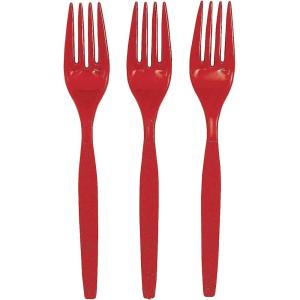 Fun Express – Orange Plastic Forks (50 Pc) – Party Supplies – Solid Tableware – Cutlery – 50 Pieces(Red)