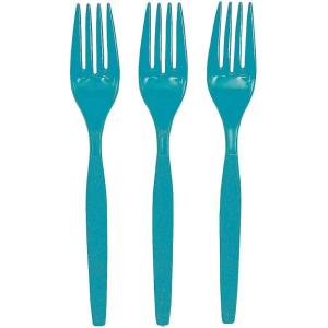 Fun Express – Orange Plastic Forks (50 Pc) – Party Supplies – Solid Tableware – Cutlery – 50 Pieces(Turquoise)