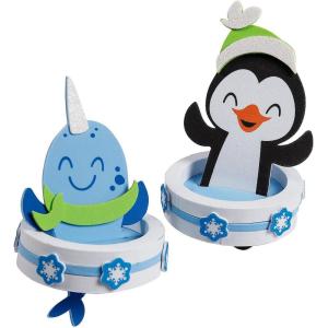 Fun Express 5 1/2″ – 5 3/4″ Floating Winter Animals Penguin & Narwhal Foam Craft Kit – Makes 12
