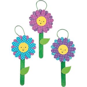 Fun Express Flower Ornament Craft Kit for Kids – 12-Piece Spring DIY Craft Set with Paint & Decorations for Creative Home Activities – Perfect for Parties & Family Fun – Multicolor 12 Pack