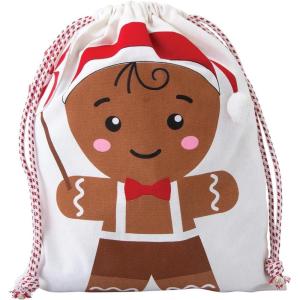 Fun Express Holiday Gift Christmas Tote Bags – 1 Piece – 14 x18 Inches – Great for Stockings, Gifts, Presents and Other Festive Ideas (Penguin)(Gingerbread)