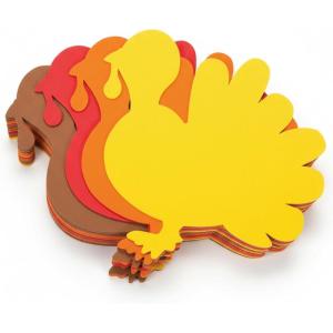 Jumbo Turkey Foam Shapes, 24-Pack Thanksgiving Craft Cutouts for Kids, Classroom Activities & Holiday Decorations