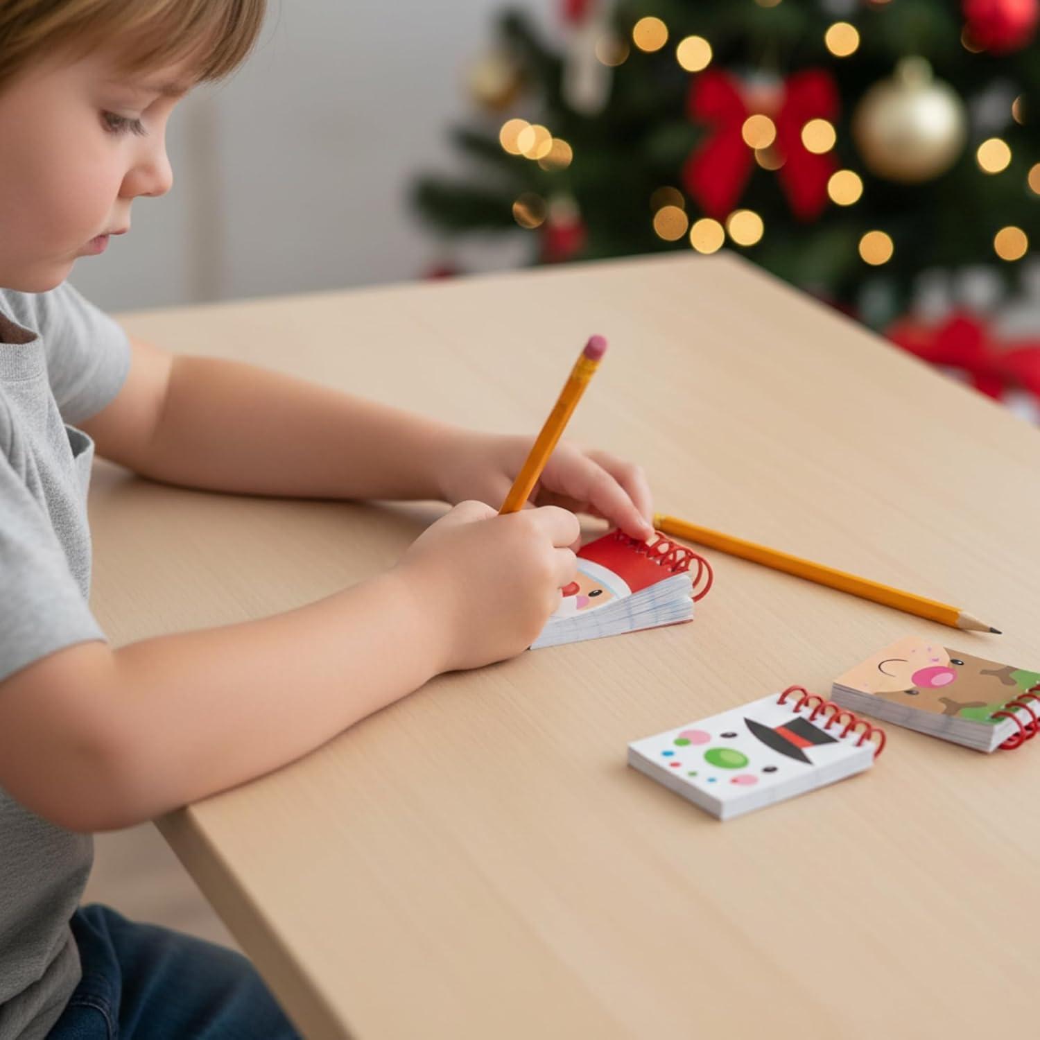 imageFun Express Mini Cheery Christmas Spiral Notepads 15quot x 2quot Bulk 48Pack Holiday Pocket Notebooks for Kids Stocking Stuffers Classroom Rewards ampamp Party Favors