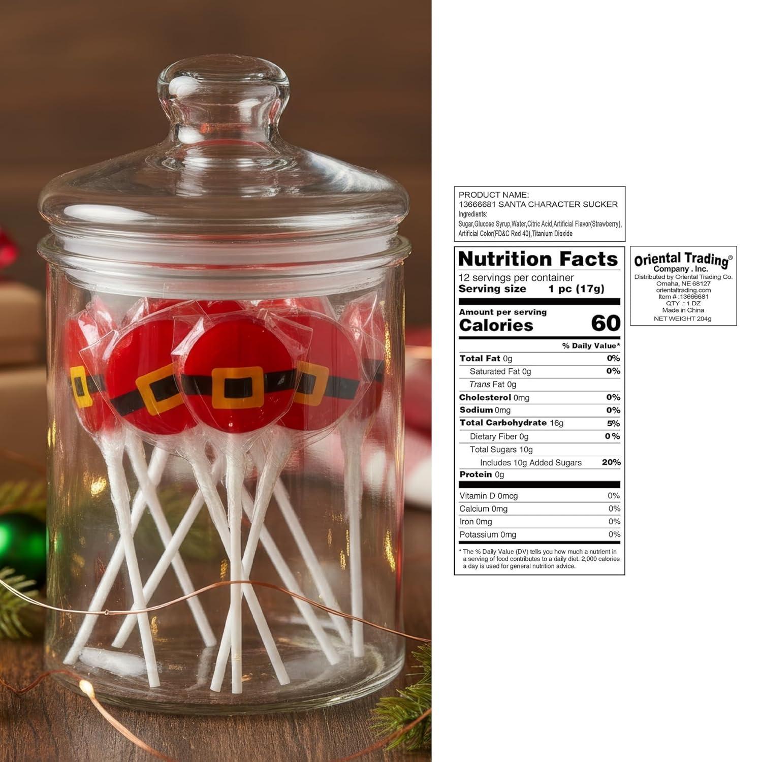 imageFun Express Santas Belt Strawberry Lollipops 7 oz Individually Wrapped Candy Suckers FatFree Holiday Treats for Christmas Parties Stocking Stuffers ampamp Gift Exchanges 12 Count