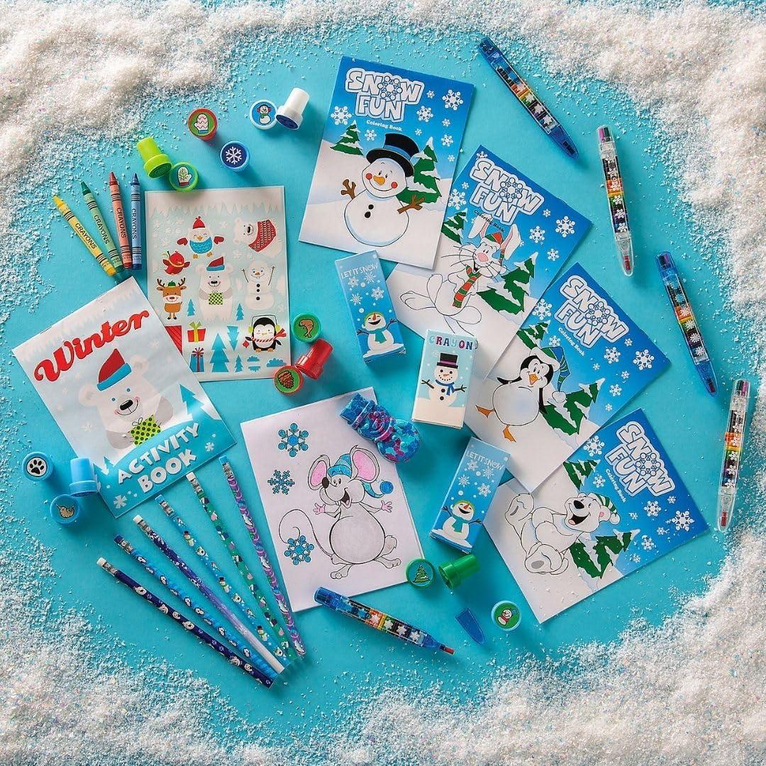imageFun Express Winter Wonderland Coloring Books Bulk Set of 72 Winter and Christmas Party Favor Handouts for Kids