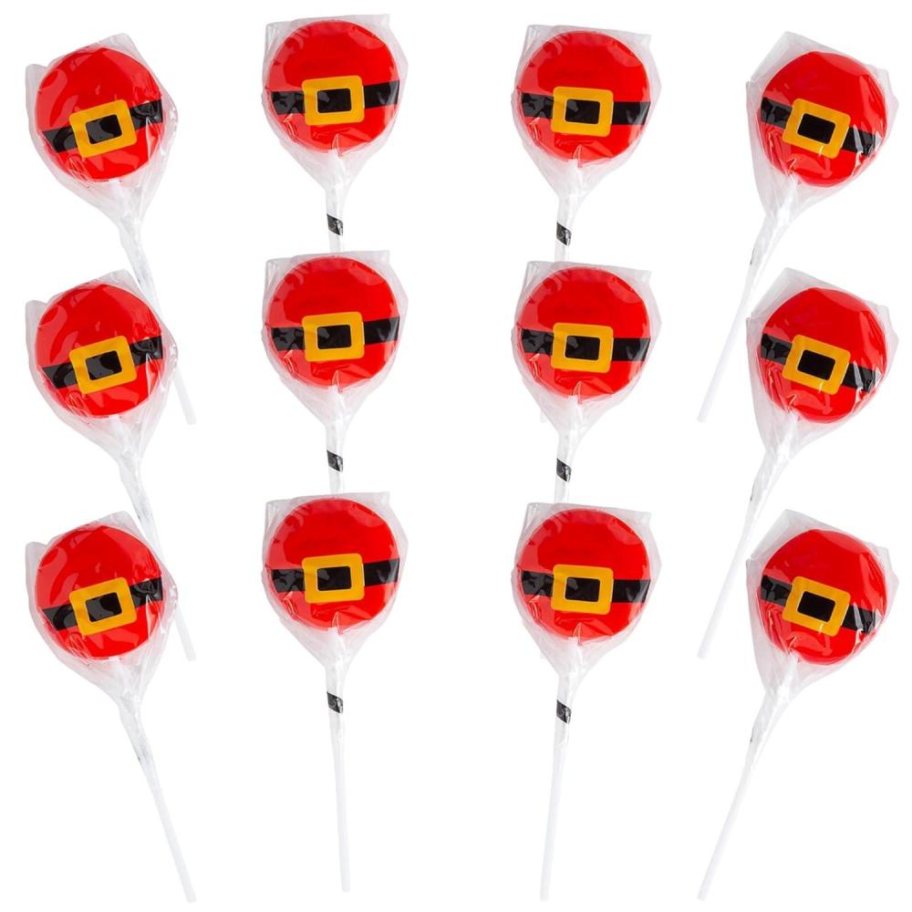 imageFun Express Santas Belt Strawberry Lollipops 7 oz Individually Wrapped Candy Suckers FatFree Holiday Treats for Christmas Parties Stocking Stuffers ampamp Gift Exchanges 12 Count