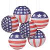 Fun Express 12″ Patriotic Flag Hanging Paper Lanterns – 12 Pieces – Fourth of July Party Decor – Hanging Lanterns – Festive Party Decorations