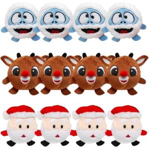 Fun Express Rudolph The Red-Nosed Reindeer Assorted Design Round Plush Stuffed Characters, 5″ (12 Pcs.) – Perfect for Christmas Party Favors, Stocking Stuffers, Prizes & More