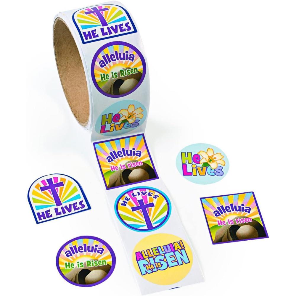 imageHe Lives Stickers for Easter  100 Sticker Roll  Religious Easter Church and Sunday School Supplies