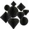 Black Hanging Paper Honeycomb Decoration Assortment – Party Decor – 12 Pieces
