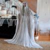 Lifelike White Standing Ghost Girl Halloween Decoration – 5-7ft (1 Pc.) – Durable Plastic & Polyester – Perfect for Spooky Halloween Celebrations