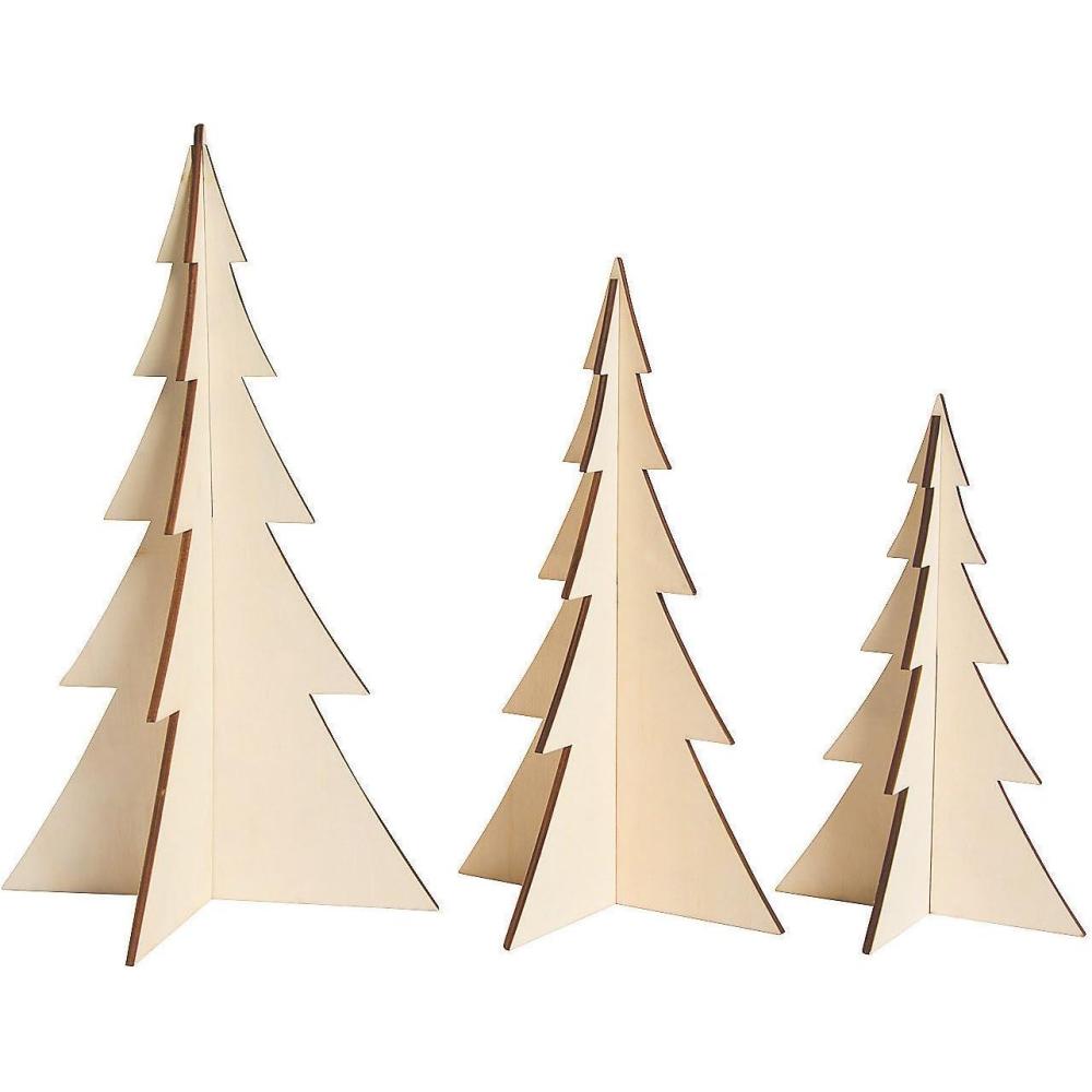 imageDIY Slat Wood Tree Stand Up  Set of 3 in Small Medium and Large Size  Christmas Crafts and Home Decor Supplies