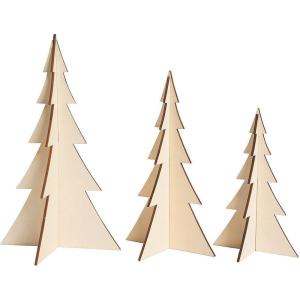 DIY Slat Wood Tree Stand Up – Set of 3 in Small, Medium and Large Size – Christmas Crafts and Home Decor Supplies