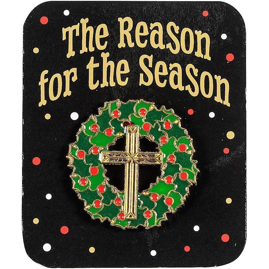 imageFun Express Elegant Green Wreath Cross Metal Pins  15quot Pack of 12  Symbolic Christmas Design on Cards Perfect for Church Events Bible Study Groups and Christmas Gifts