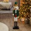 Fun Express 3 Ft. Large Classic Green Wooden Holiday Nutcracker with Scepter, Festive Christmas Decoration(Green)