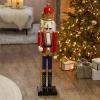 Fun Express 3 Ft. Large Classic Green Wooden Holiday Nutcracker with Scepter, Festive Christmas Decoration(Red)