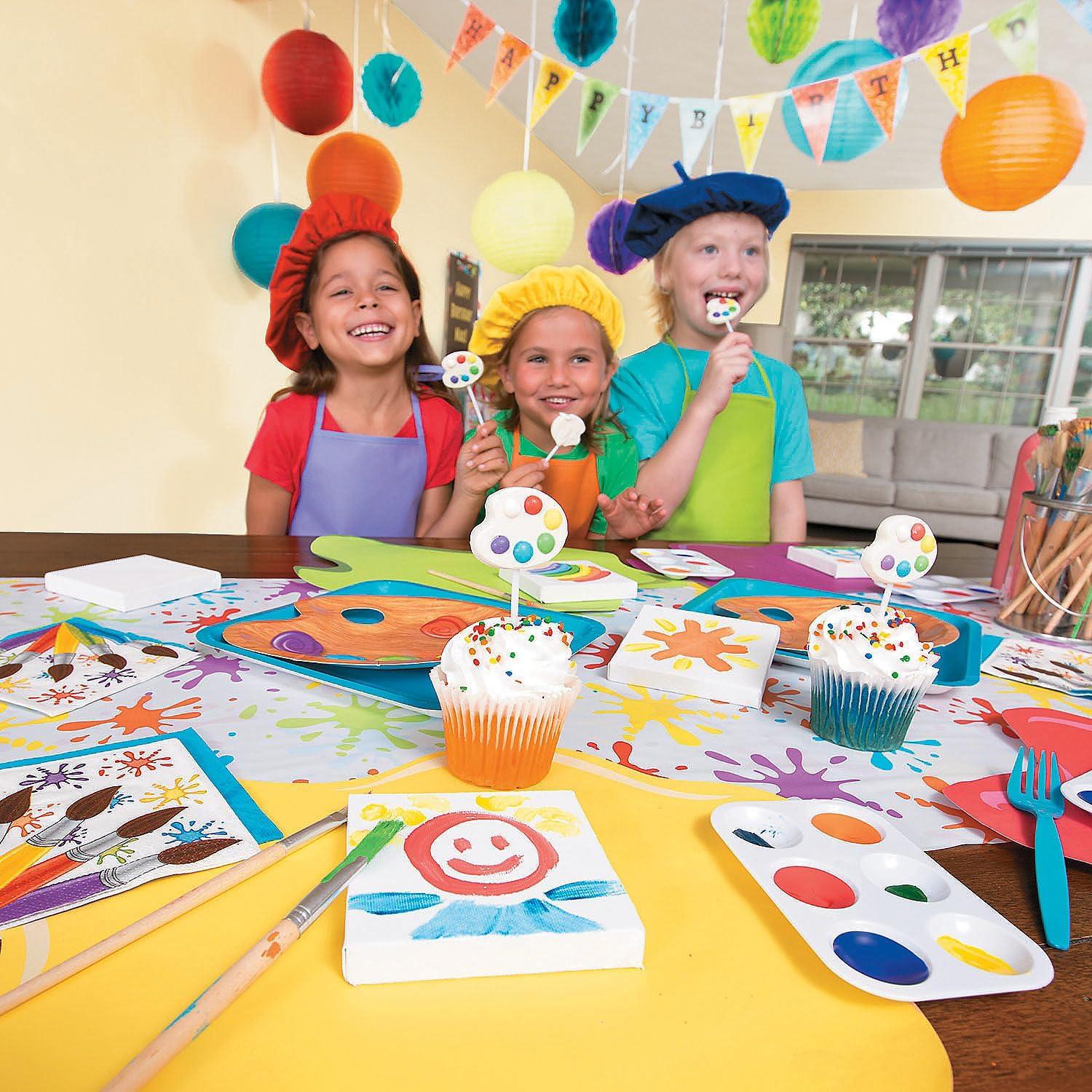 image:imageFun Express Paint Splatter Tablecloth Roll Disposable Plastic 100 feet Long Art Party Decorations and Supplies VBS Vacation Bible School SuppliesDecor