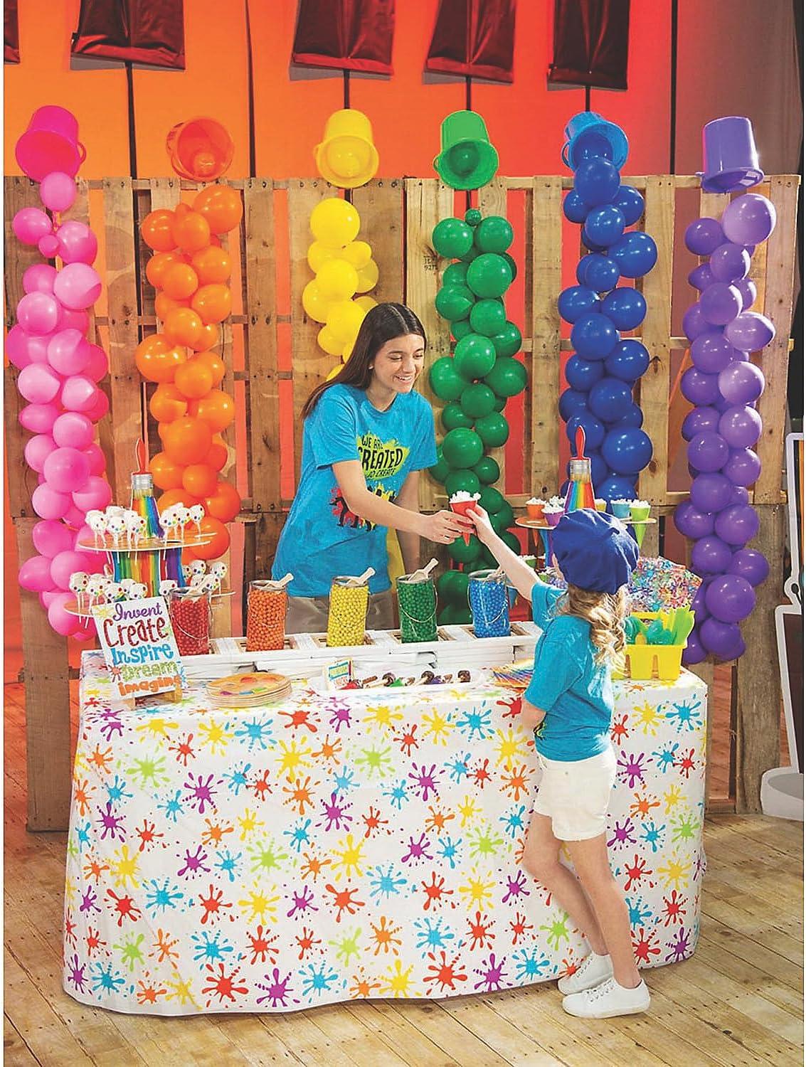 image:imageFun Express Paint Splatter Tablecloth Roll Disposable Plastic 100 feet Long Art Party Decorations and Supplies VBS Vacation Bible School SuppliesDecor